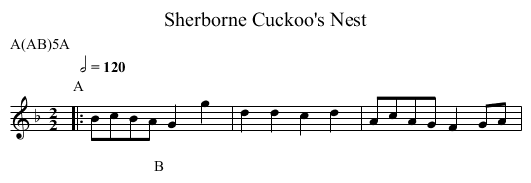 Cuckoo's Nest, Sherborne - staff notation