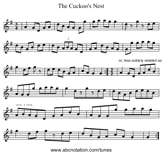 Cuckoo's Nest, The - staff notation