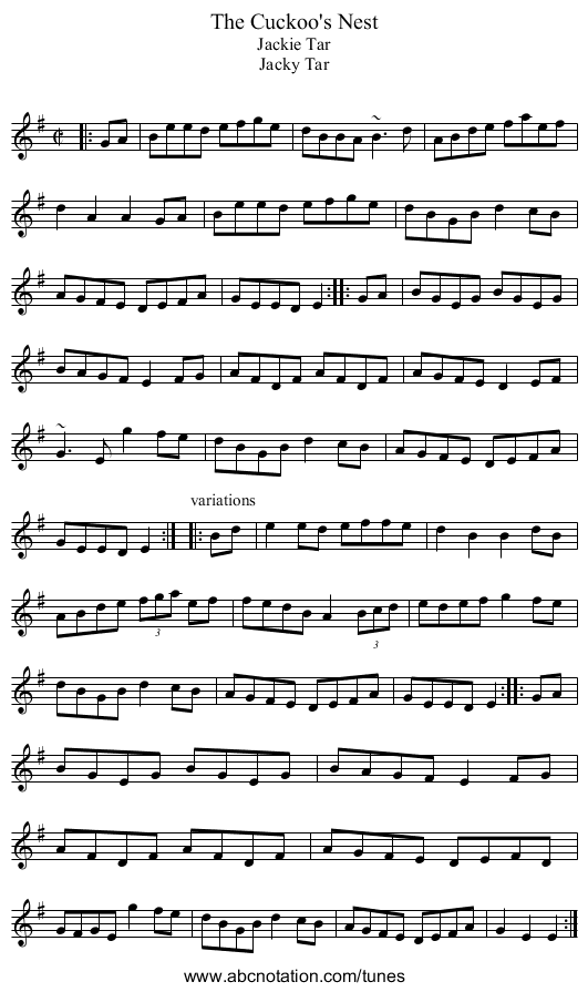 Cuckoo's Nest, The - staff notation