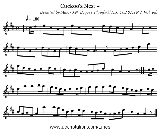 Cuckoo's Nest + - staff notation
