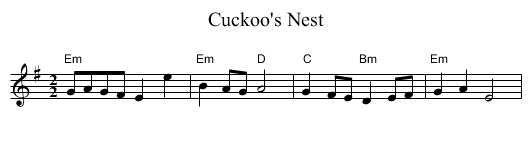 Cuckoo's Nest - staff notation