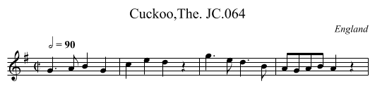 Cuckoo,The. JC.064 - staff notation