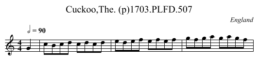 Cuckoo,The. (p)1703.PLFD.507 - staff notation