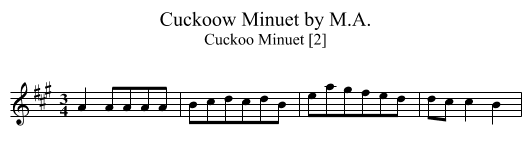 Cuckoow Minuet by M.A. - staff notation