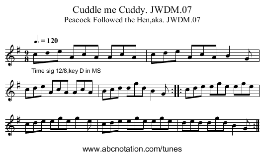 Cuddle me Cuddy. JWDM.07 - staff notation