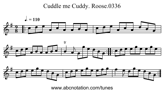 Cuddle me Cuddy. Roose.0336 - staff notation