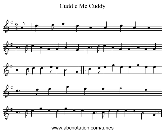 Cuddle Me Cuddy - staff notation