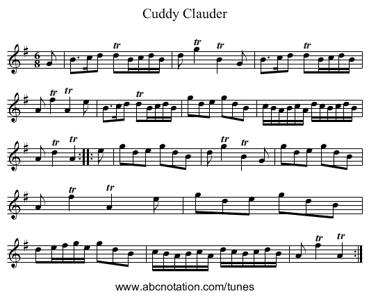 Cuddy Clauder - staff notation