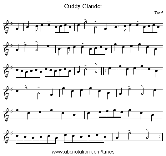 Cuddy Clauder - staff notation