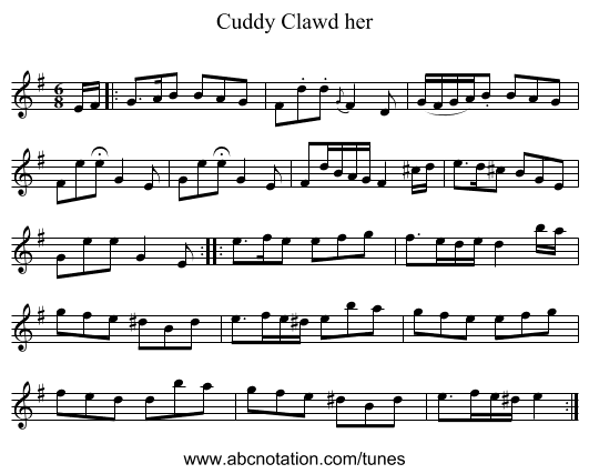 Cuddy Clawd her - staff notation