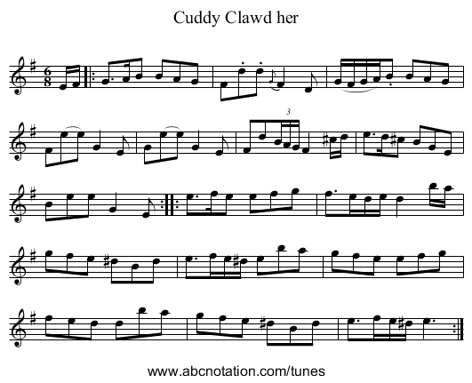 Cuddy Clawd her - staff notation