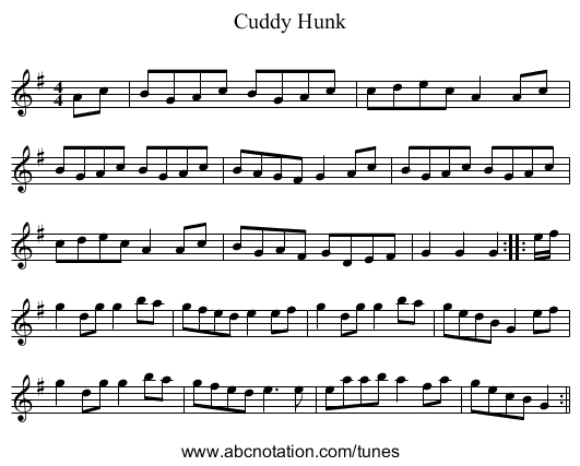 Cuddy Hunk - staff notation