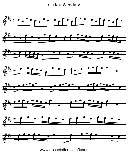 Cuddy Wedding - staff notation