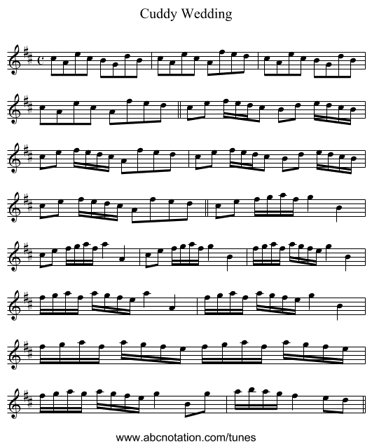 Cuddy Wedding - staff notation
