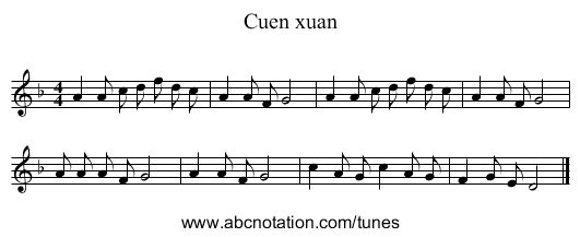 Cuen xuan - staff notation