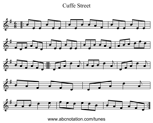Cuffe Street - staff notation
