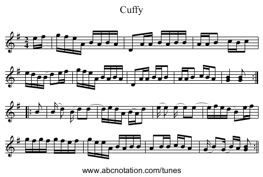 Cuffy - staff notation