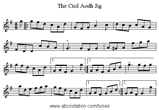 Cuil Aodh Jig, The - staff notation