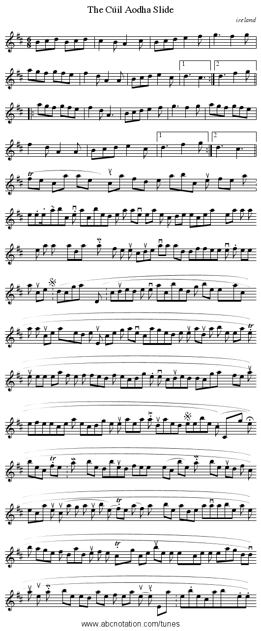 C&uacute;il Aodha Slide, The - staff notation