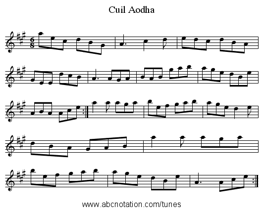 Cuil Aodha - staff notation