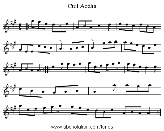 Cuil Aodha - staff notation
