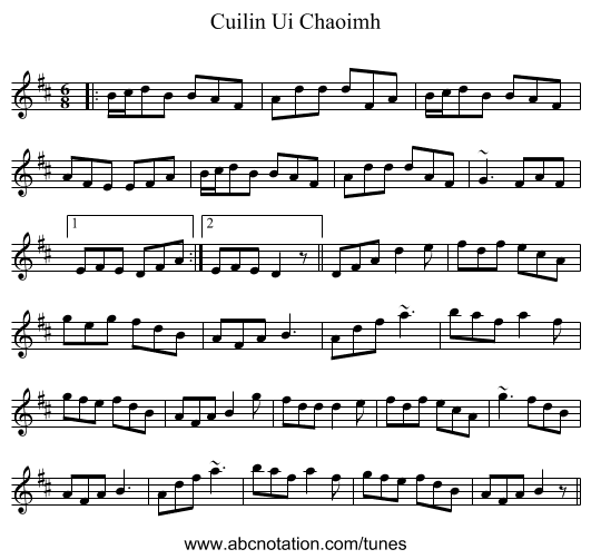 Cuilin Ui Chaoimh - staff notation