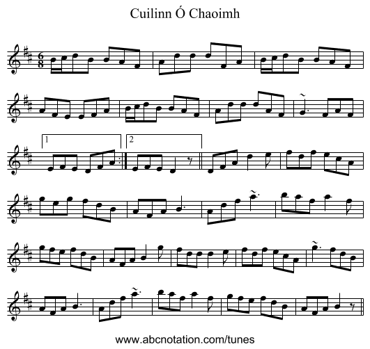 Cuilinn Ó Chaoimh - staff notation