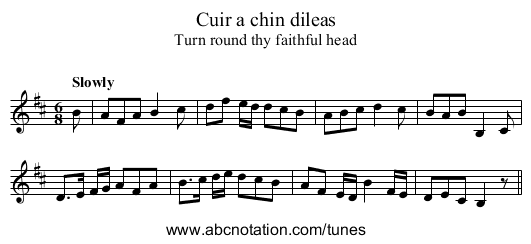 Cuir a chin dileas - staff notation