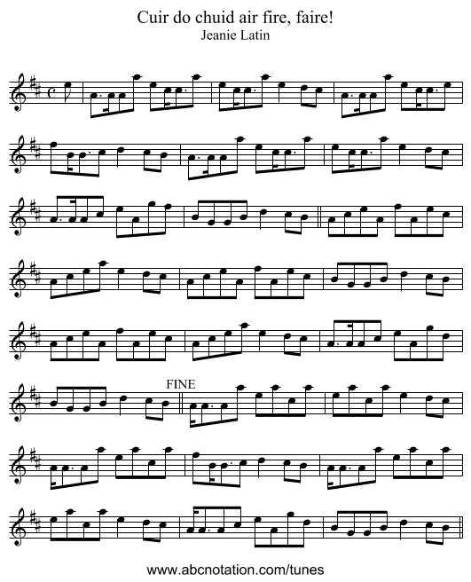 Cuir do chuid air fire, faire! - staff notation