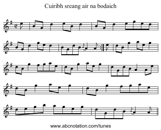 Cuiribh sreang air na bodaich - staff notation