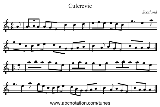 Culcrevie - staff notation