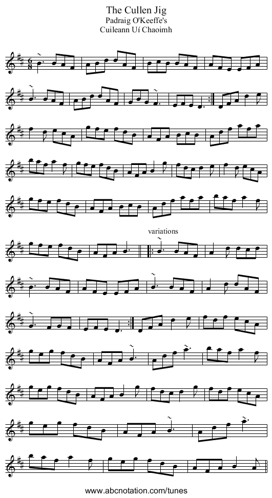 Cullen Jig, The - staff notation