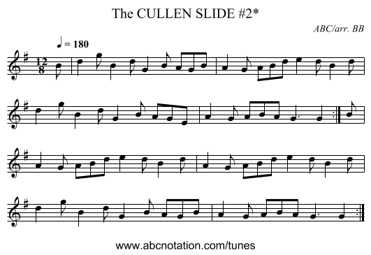 CULLEN SLIDE #2*, The - staff notation