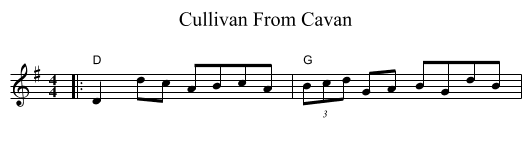 Cullivan From Cavan - staff notation