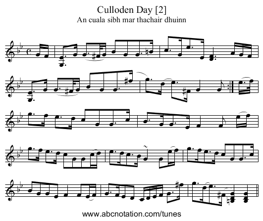 Culloden Day [2] - staff notation