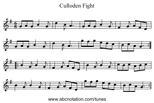 Culloden Fight - staff notation