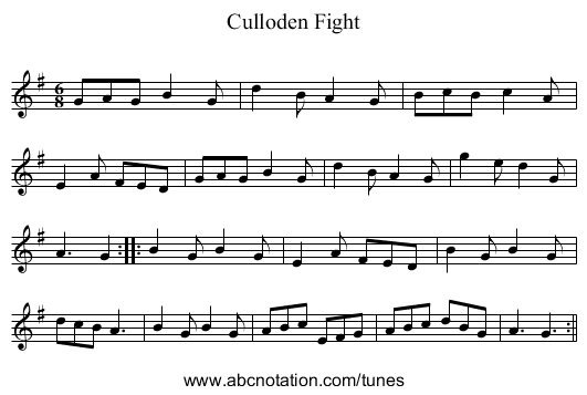 Culloden Fight - staff notation