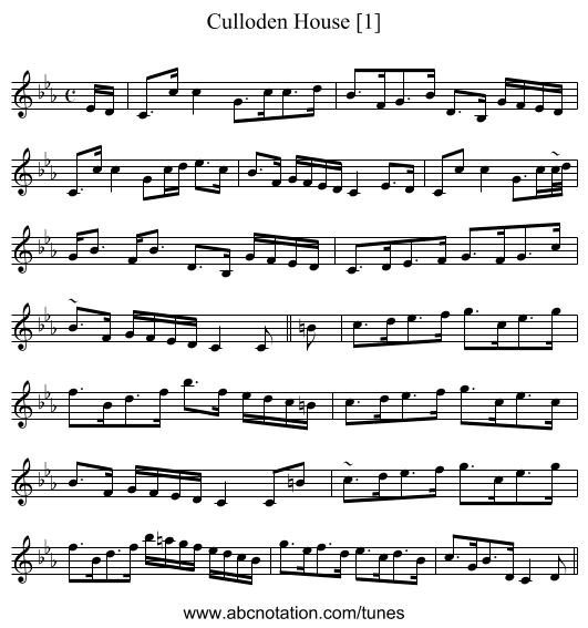 Culloden House [1] - staff notation