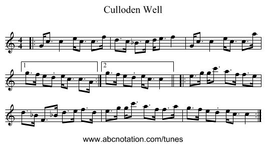 Culloden Well - staff notation