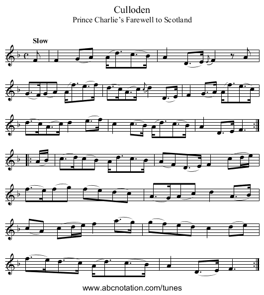Culloden - staff notation