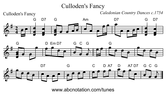 Culloden's Fancy - staff notation