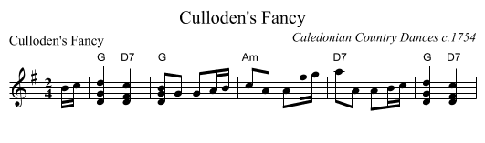 Culloden's Fancy - staff notation