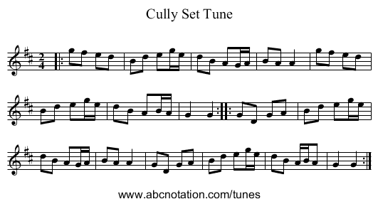 Cully Set Tune - staff notation