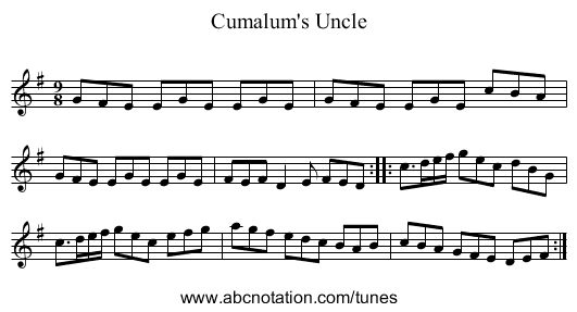 Cumalum's Uncle - staff notation
