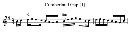 Cumberland Gap [1] - staff notation