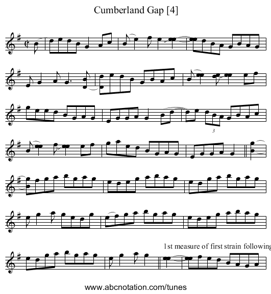 Cumberland Gap [4] - staff notation