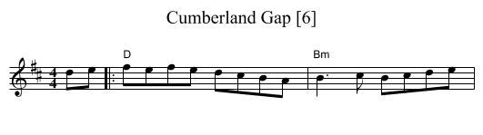 Cumberland Gap [6] - staff notation