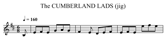 CUMBERLAND LADS (jig), The - staff notation