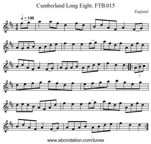 Cumberland Long Eight. FTB.015 - staff notation