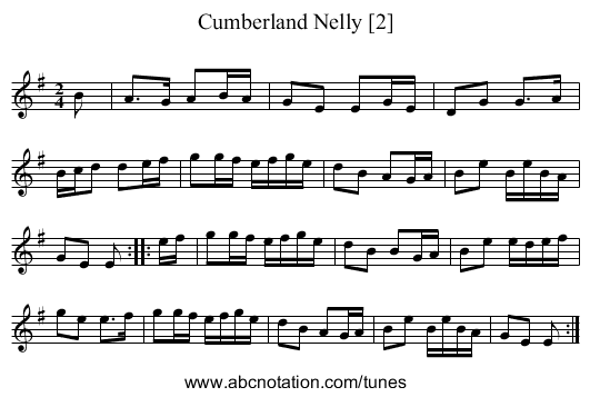 Cumberland Nelly [2] - staff notation